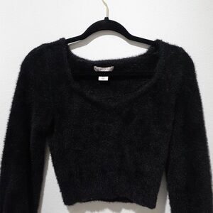 Black Fuzzy Women's Sweater